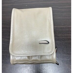 Travelon Leather Cross Body Bag purse Beige Pink long strap vacation travel